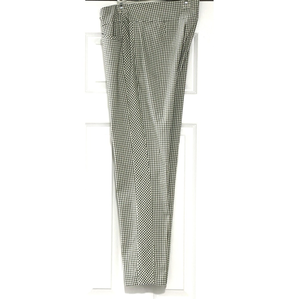 Chico's Perfect Stretch Chicos Stretchy Pants Size 0.5 Hunter Green Check